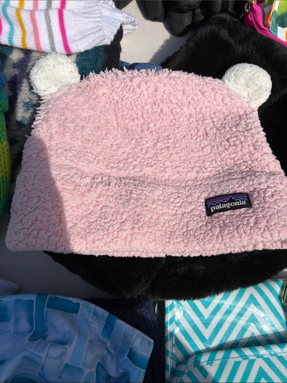 Patagonia Pink Sherpa Beanie with Ear Details